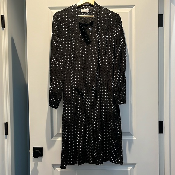 EUC - Frame polkadot shirtdress. Size small. Never worn. Front slits. Tie neck. - Picture 2 of 5
